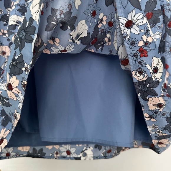 LOFT Floral Flutter Sleeve Spring Summer Knee Length Blue Dress Size XL - Picture 4 of 9